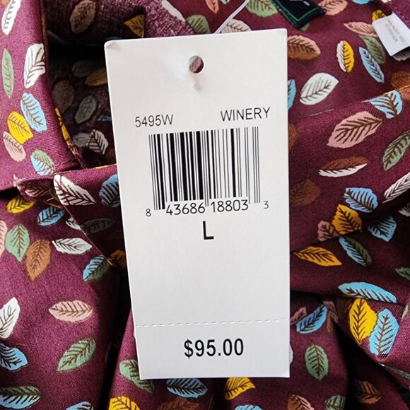 NEW Paisley & Gray Mens Large 17 Shirt Slim Fit Winery Leaf Pattern Button - Picture 10 of 11